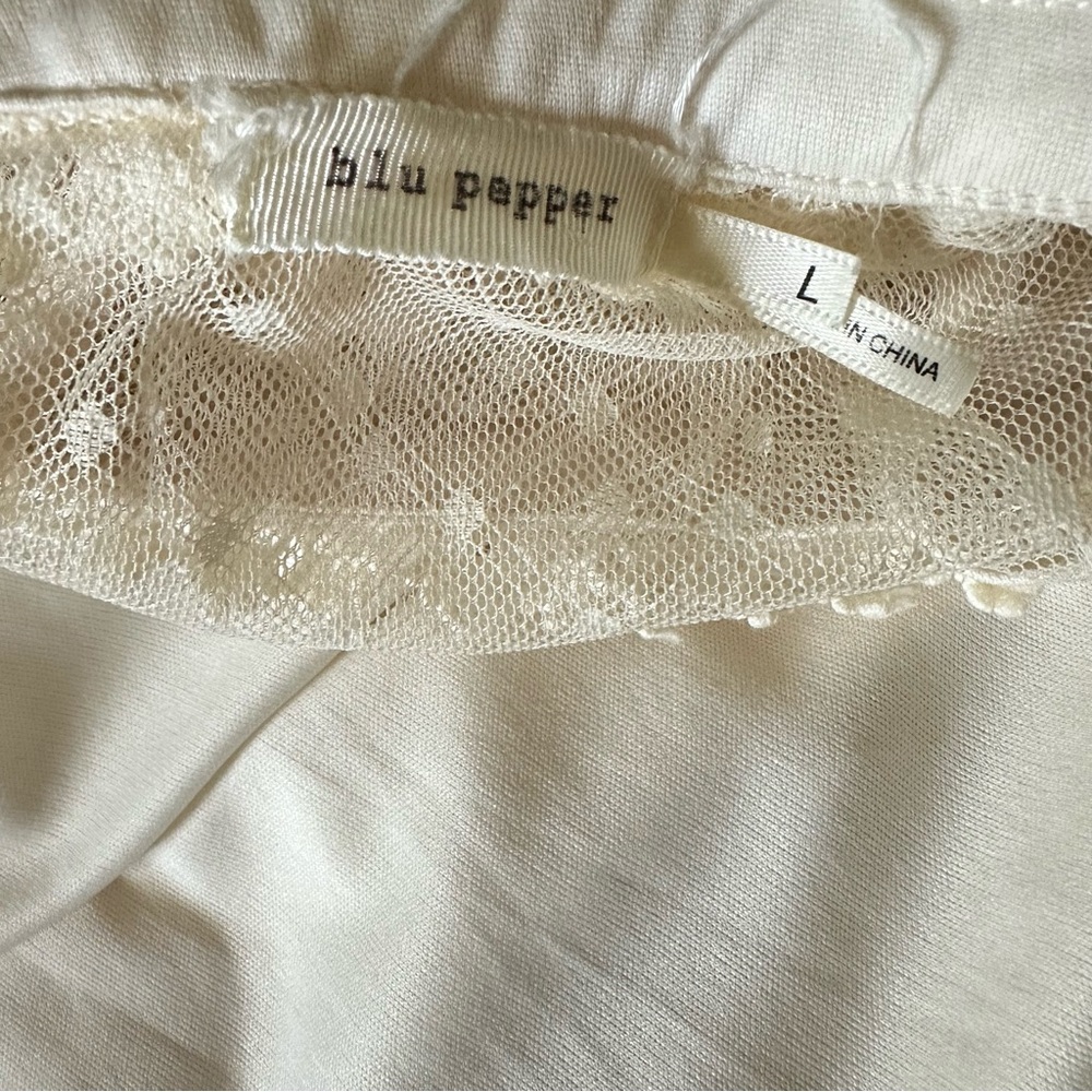Blu Pepper Women’s Dress Large Cream Floral Rayon Lace Trim - Picture 8 of 9